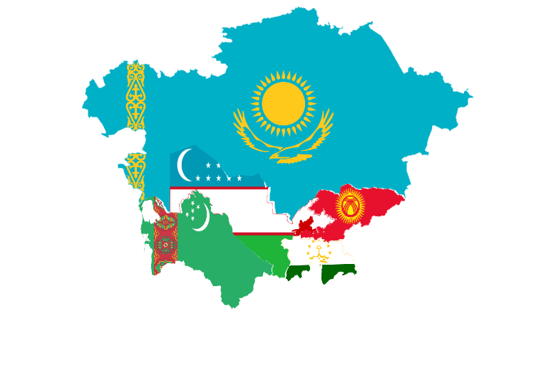 Flag map of central asia